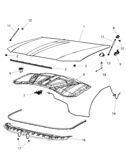 2017 Chrysler 300 Hinge Hood Diagram for 55113572AG