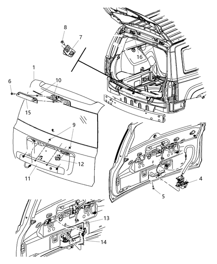 2009 Jeep Compass Latch Lift Gate Diagram for 4589181AD