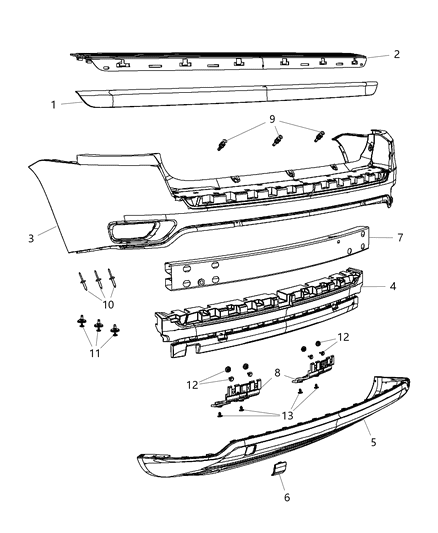 Bracket Fascia Fascia Mounting Diagram for 68082969AA