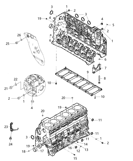 2018 Ram 4500 Plug Core Front, Rear And Exhaust Side Diagram for 68005064AA