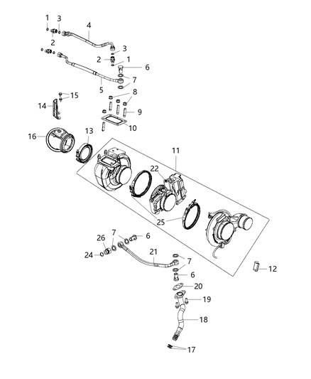 2014 Ram 2500 Actuator Install Kit Turbocharger Diagram for 68417874AA