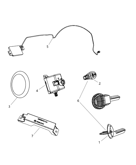 Transmitter Kit Integrated Key Fob Diagram for 68043894AC