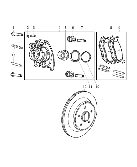 Caliper Disc Brake Diagram for 5093542AA