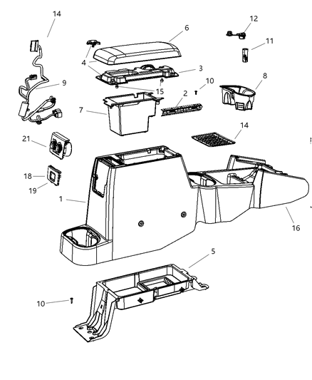 Armrest Console Diagram for 1JS891J3AA