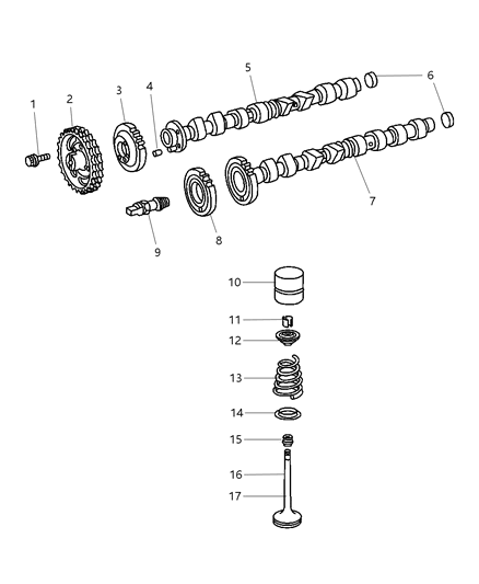 2003 Chrysler PT Cruiser Retainer Valve Spring Diagram for 5080056AA