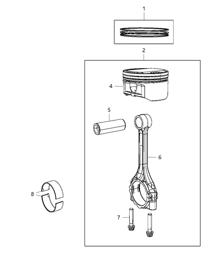 2013 Ram 1500 Piston Pin And Rod Grade 1 See Note Diagram for 5184347AG