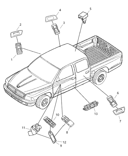 2008 Chrysler PT Cruiser Switch Mirror Diagram for 56040676AB