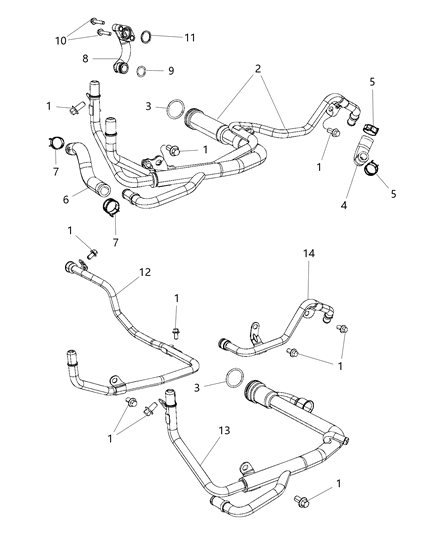 Hose Coolant Diagram for 68147602AA