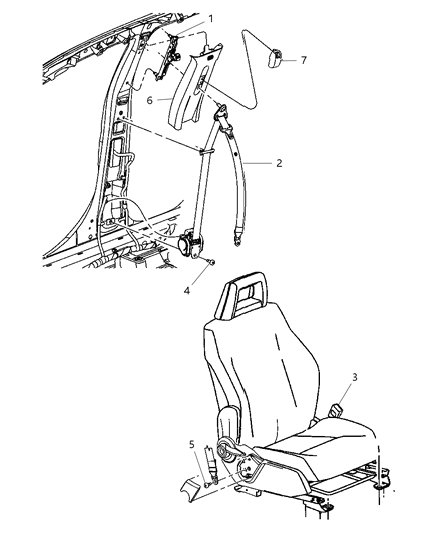 2012 Dodge Caliber Seat Belt Front Outer Diagram for YD681DVAG
