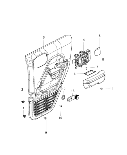 Armrest Rear Door Trim Not Certified For China Diagram for 6RL59NR3AA