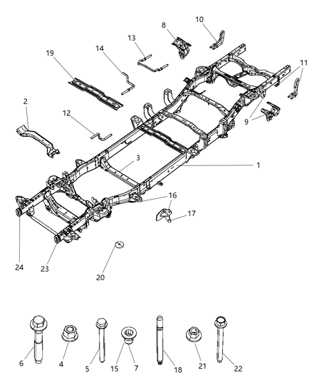 Rail Kit Left Front, Driver Side Diagram for 68060069AB
