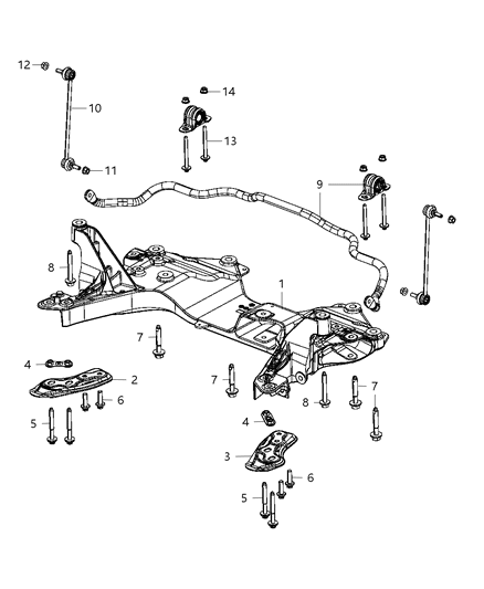 Crossmember Front Suspension Diagram for 68080592AD