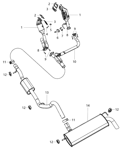 Pipe Exhaust Extension Includes Front Exhaust Clamp Diagram for 5147214AC