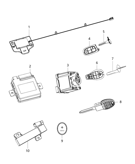 1990 Jeep Cherokee Transmitter Integrated Key Fob Diagram for 56046954AF