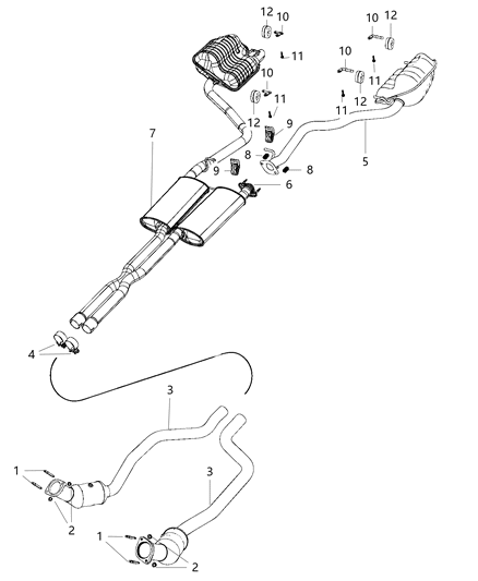 1985 Dodge B350 Pipe And Converter Front Diagram for 68057164AF