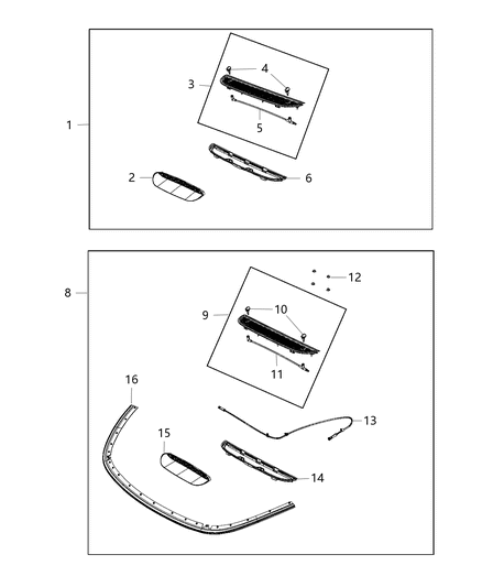 Hose Windshield Washer Hood Diagram for 68280865AA