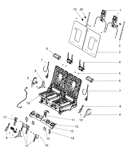 Shield Riser Upper Bracket Diagram for 1UP49BD3AA