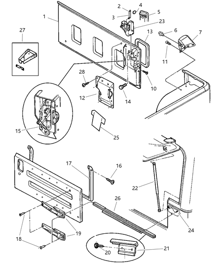 Weatherseal, Tailgate Diagram for 55175043AE