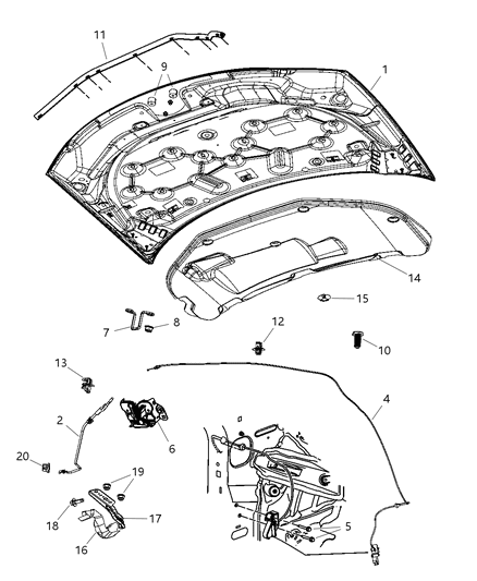 Latch Hood Diagram for 4589190AB