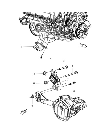 2001 Chrysler Concorde Bracket Engine Mount Diagram for 55366770AC