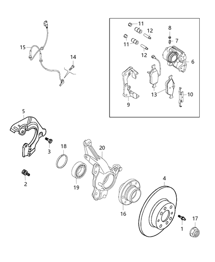 Sensor Anti-Lock Brakes, Front Diagram for 68404744AA