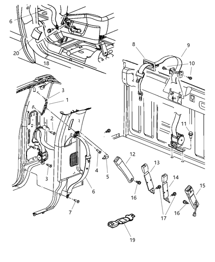 2001 Chrysler Concorde Cover Seat Belt This Is Inserted Into The Seat Shield Diagram for 1CM49BD5AB