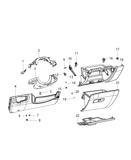 2022 Jeep Cherokee Knee Blocker Instrument Panel Diagram for 6WC38DX9AB