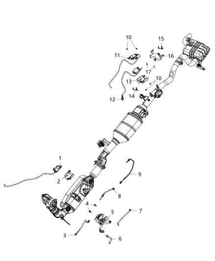 2005 Chrysler PT Cruiser Shield Heat Nitrous Oxide (Nitrogen Oxide) Sensor Before SCR Diagram for 68297530AB