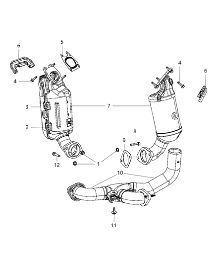 1993 Jeep Cherokee Manifold Exhaust And Catalytic Converter Diagram for 68036151AG