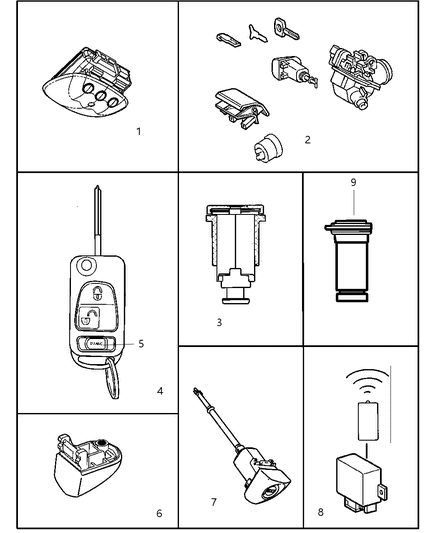 1998 Dodge Durango Cylinder Glove Box Lock Diagram for 5098609AA