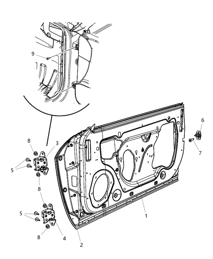 Door Shell, Front Passenger Side Diagram for 68259664AC