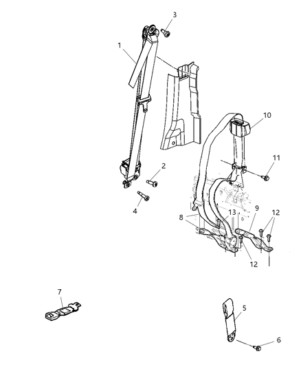 Seat Belt Rear Center Shoulder Diagram for 5KQ121DVAB