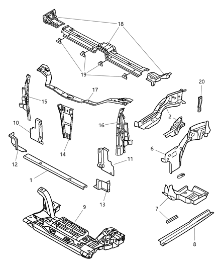 1984 Dodge Aries Reinforcement Side Rail Diagram for 4783289AJ