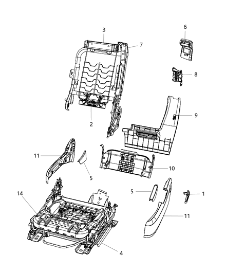 2003 Dodge Grand Caravan Handle Recliner Diagram for 1FK071J3AB