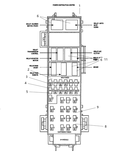 1999 Dodge Caravan Cover Power Distribution Center Diagram for 5127783AB