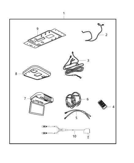 2004 Chrysler Town & Country Headphones Wireless Mopar Dealer Installed Diagram for 68090405AA