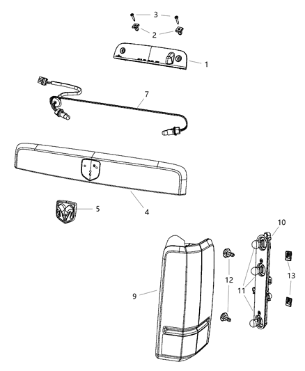 Lamp Tail Stop Backup Diagram for 55157160AD