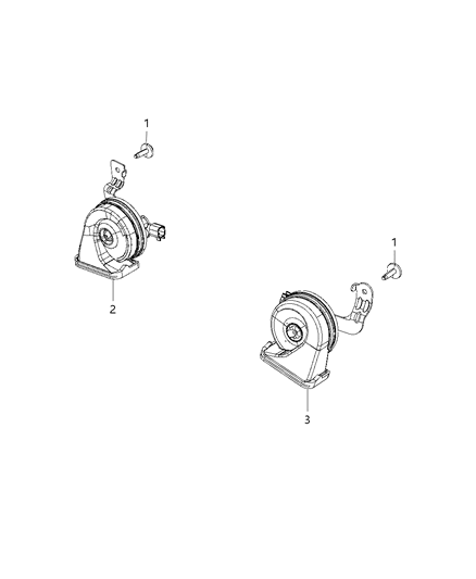 1992 Dodge Ram 50 Horn And Bracket High Note Diagram for 68297656AA