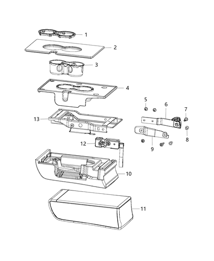 2008 Jeep Commander Bezel Cup Holder Diagram for 5XL82PS4AA