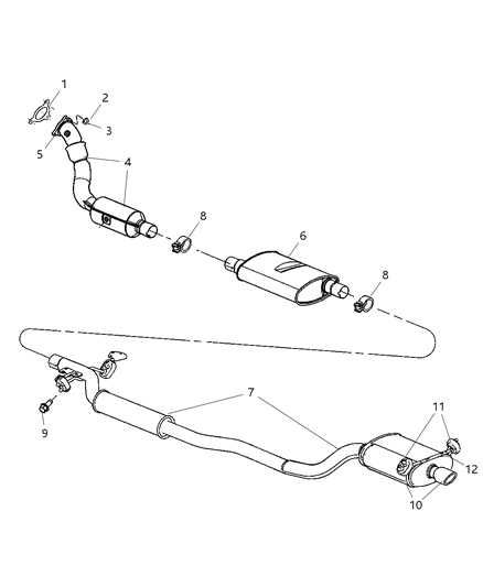 2006 Dodge Durango Muffler Exhaust Diagram for E0021485AA