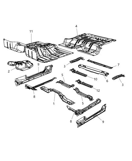 1986 Jeep J10 Insulation Floor Diagram for 5108281AA
