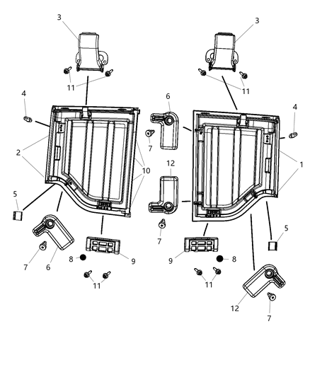 1986 Jeep J10 Panel Targa Top Right, Complete With Hardware Diagram for 1PH98GW7AC