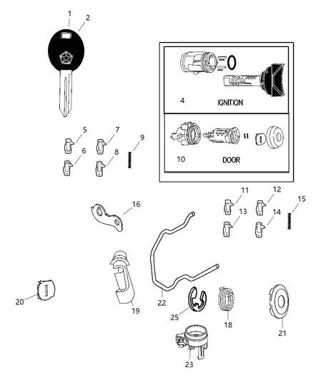 2004 Dodge Durango Key Blank With Transmitter Diagram for 5135937AA