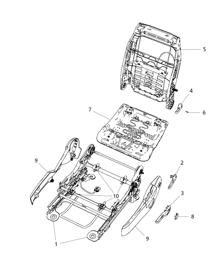 1987 Dodge D250 Handle Recliner Diagram for 1FK071J3AC