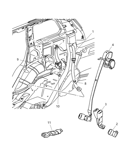 Seat Belt Rear Outer Diagram for 5JB58BD5AE