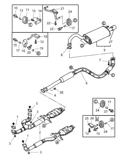 Nut Exhaust Pipe Diagram for MR571083