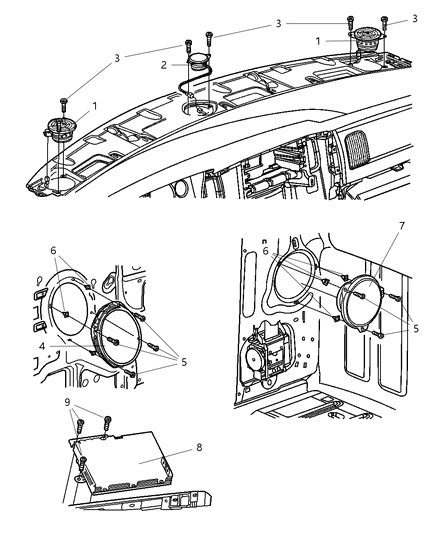 2003 Dodge Ram 1500 Speaker Door Diagram for 56043082AC