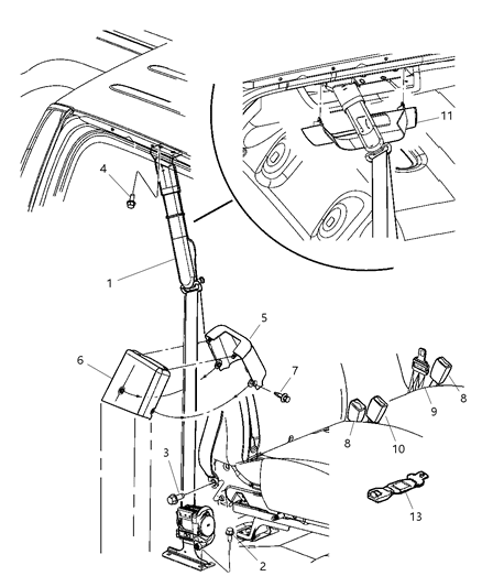 Seat Belt Buckle Half Diagram for 5KJ841J3AA