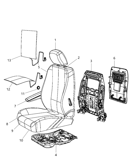 Frame Front Seat Back Diagram for 4610153AB