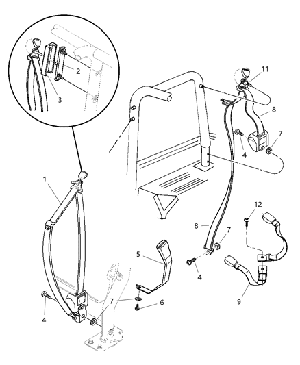 1991 Dodge D150 Seat Belt Front Outer Diagram for 5HN73LAZAA